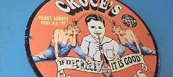 Vintage Croces Porcelain Gas Soda Bottles Service Pump Plate Beverage Sign