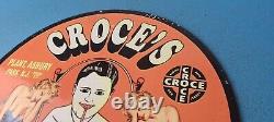 Vintage Croces Porcelain Gas Soda Bottles Service Pump Plate Beverage Sign