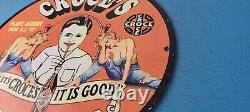 Vintage Croces Porcelain Gas Soda Bottles Service Pump Plate Beverage Sign