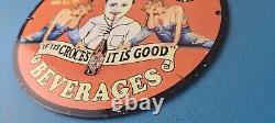 Vintage Croces Porcelain Gas Soda Bottles Service Pump Plate Beverage Sign