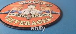 Vintage Croces Porcelain Gas Soda Bottles Service Pump Plate Beverage Sign