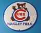 Vintage Cubs Wrigley Field Sign Mlb Baseball Stadium Porcelain Gas Pump Sign
