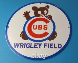 Vintage Cubs Wrigley Field Sign MLB Baseball Stadium Porcelain Gas Pump Sign