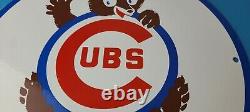 Vintage Cubs Wrigley Field Sign MLB Baseball Stadium Porcelain Gas Pump Sign