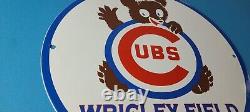 Vintage Cubs Wrigley Field Sign MLB Baseball Stadium Porcelain Gas Pump Sign