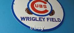 Vintage Cubs Wrigley Field Sign MLB Baseball Stadium Porcelain Gas Pump Sign