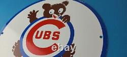 Vintage Cubs Wrigley Field Sign MLB Baseball Stadium Porcelain Gas Pump Sign