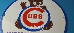 Vintage Cubs Wrigley Field Sign MLB Baseball Stadium Porcelain Gas Pump Sign