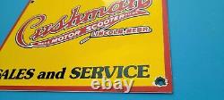 Vintage Cushman Motorcycle Porcelain Scooter Gas Service Station Pump Plate Sign
