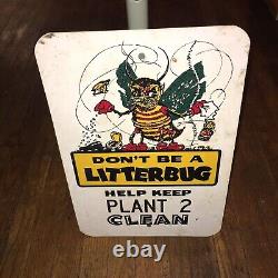 Vintage DON'T BE A LITTERBUG Advertising Metal Sign 1960's Rare