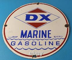 Vintage DX Diamond Motor Oil Sign Marine Gasoline Outboard Pump Porcelain Sign