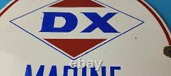 Vintage DX Diamond Motor Oil Sign Marine Gasoline Outboard Pump Porcelain Sign