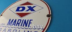 Vintage DX Diamond Motor Oil Sign Marine Gasoline Outboard Pump Porcelain Sign
