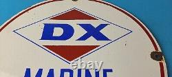 Vintage DX Diamond Motor Oil Sign Marine Gasoline Outboard Pump Porcelain Sign
