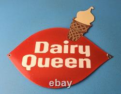 Vintage Dairy Queen Sign Porcelain Diner Gas Pump Ice Cream Cone Sign