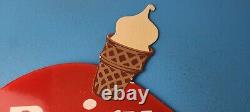 Vintage Dairy Queen Sign Porcelain Diner Gas Pump Ice Cream Cone Sign