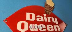Vintage Dairy Queen Sign Porcelain Diner Gas Pump Ice Cream Cone Sign