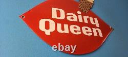 Vintage Dairy Queen Sign Porcelain Diner Gas Pump Ice Cream Cone Sign