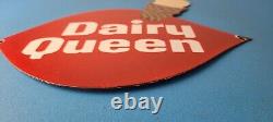 Vintage Dairy Queen Sign Porcelain Diner Gas Pump Ice Cream Cone Sign