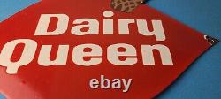 Vintage Dairy Queen Sign Porcelain Diner Gas Pump Ice Cream Cone Sign
