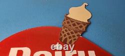 Vintage Dairy Queen Sign Porcelain Diner Gas Pump Ice Cream Cone Sign
