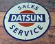 Vintage Datsun Porcelain Nissan Automobile Service Dealership Gas Pump Sign