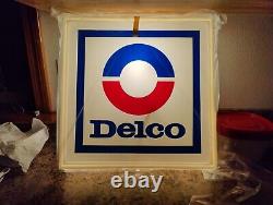 Vintage Delco Lighted Embossed Sign NOS in Box Advertising Display 1970s GM Rare