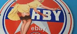 Vintage Derby Gasoline Sign Porcelain, Motor Oil Gas Pump Plate Sign