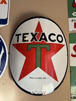 Vintage Design Texaco 15 Curved Pump Plate Porcelain Pump Sign Gas Oil