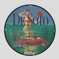 Vintage Desoto New Car 1928 Oil Porcelain Gas Pump Sign