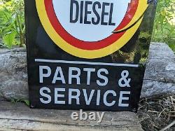 Vintage Detroit Diesel Black Porcelain Enamel Sign 12 X 8