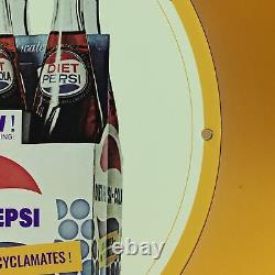 Vintage Diet Pepsi Cola Drink Porcelain Enamel Gas Oil Station Pump Oil Sign
