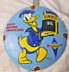 Vintage Disney Sunoco Donald Duck Porcelain Sign Pump Plate Gas Station Oil Lube