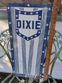Vintage Dixie Gas Pump Plate Sign Oil Station Painted Metal