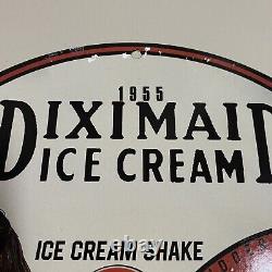 Vintage Diximaid Ice Cream Porcelain Sign Gas Oil Sundae Pints Milk Pump Plate