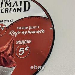 Vintage Diximaid Ice Cream Porcelain Sign Gas Oil Sundae Pints Milk Pump Plate