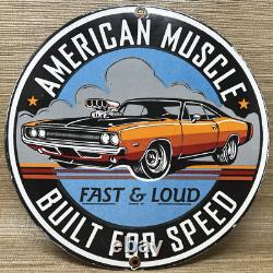 Vintage Dodge Charger Porcelain Sign Gas Station Pump Plate Dealership 500