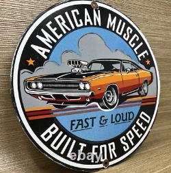 Vintage Dodge Charger Porcelain Sign Gas Station Pump Plate Dealership 500