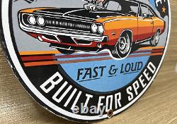 Vintage Dodge Charger Porcelain Sign Gas Station Pump Plate Dealership 500
