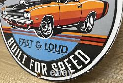 Vintage Dodge Charger Porcelain Sign Gas Station Pump Plate Dealership 500