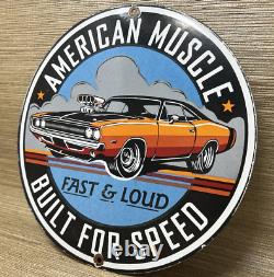 Vintage Dodge Charger Porcelain Sign Gas Station Pump Plate Dealership 500