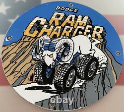 Vintage Dodge Ram Charger Porcelain Sign Dealership Metal Gasoline Oil Bronco
