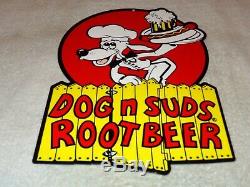 Vintage Dog N Suds Root Beer 12 Baked Metal Diner Restaurant Gasoline Oil Sign