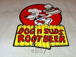 Vintage Dog N Suds Root Beer 12 Baked Metal Diner Restaurant Gasoline Oil Sign