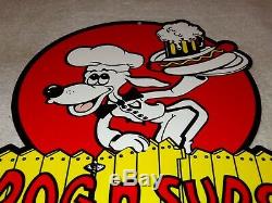 Vintage Dog N Suds Root Beer 12 Baked Metal Diner Restaurant Gasoline Oil Sign