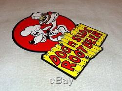 Vintage Dog N Suds Root Beer 12 Baked Metal Diner Restaurant Gasoline Oil Sign