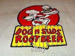 Vintage Dog N Suds Root Beer 12 Baked Metal Diner Restaurant Gasoline Oil Sign