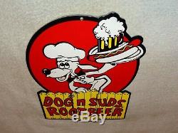 Vintage Dog N Suds Root Beer 12 Baked Metal Diner Restaurant Gasoline Oil Sign