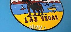 Vintage Donkey Las Vegas Porcelain Toute 66 Gambling Gas Service Pump Sign