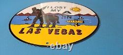 Vintage Donkey Las Vegas Porcelain Toute 66 Gambling Gas Service Pump Sign